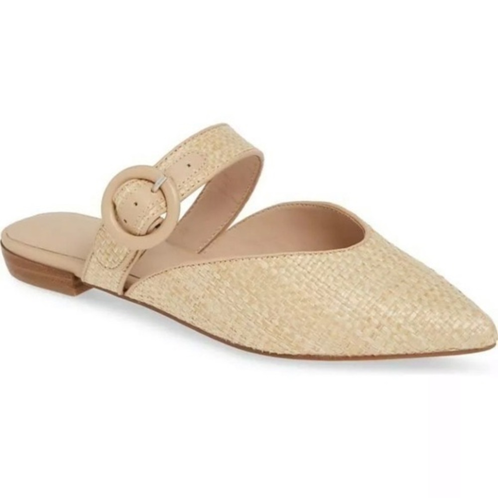 Something Navy Raffia Mules Slides 8.5
